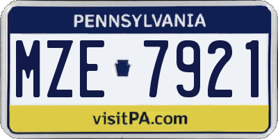 PA license plate MZE7921
