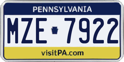PA license plate MZE7922