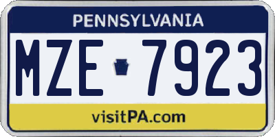 PA license plate MZE7923