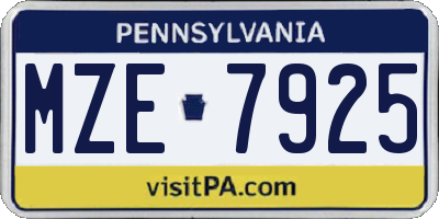 PA license plate MZE7925