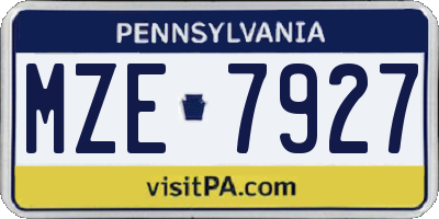 PA license plate MZE7927