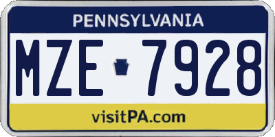 PA license plate MZE7928