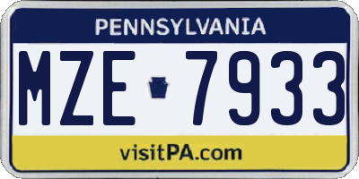 PA license plate MZE7933