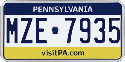 PA license plate MZE7935