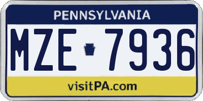 PA license plate MZE7936