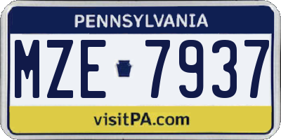 PA license plate MZE7937