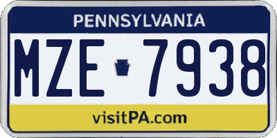 PA license plate MZE7938