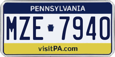PA license plate MZE7940