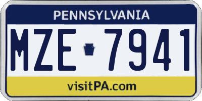 PA license plate MZE7941