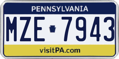 PA license plate MZE7943