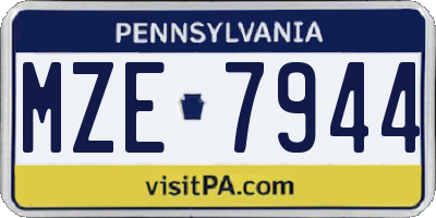 PA license plate MZE7944