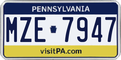 PA license plate MZE7947