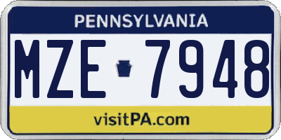 PA license plate MZE7948