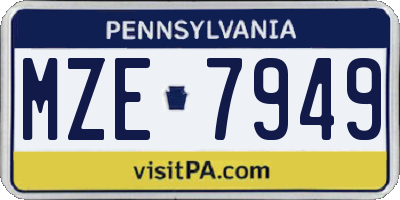 PA license plate MZE7949
