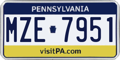 PA license plate MZE7951