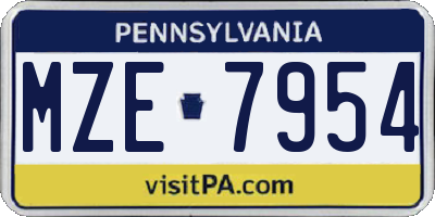 PA license plate MZE7954