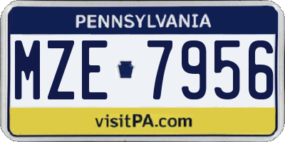 PA license plate MZE7956