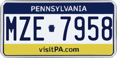 PA license plate MZE7958