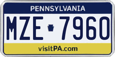 PA license plate MZE7960