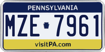 PA license plate MZE7961