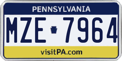 PA license plate MZE7964