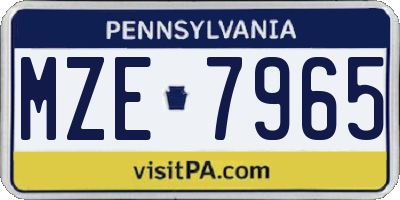 PA license plate MZE7965