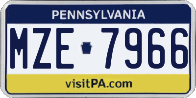 PA license plate MZE7966