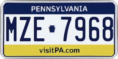 PA license plate MZE7968