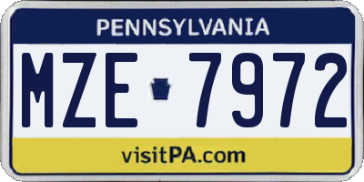PA license plate MZE7972