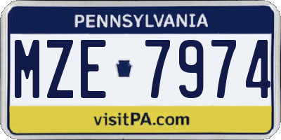 PA license plate MZE7974