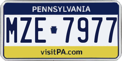 PA license plate MZE7977