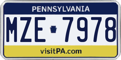 PA license plate MZE7978