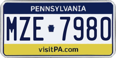 PA license plate MZE7980