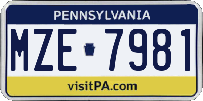 PA license plate MZE7981