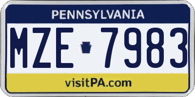 PA license plate MZE7983