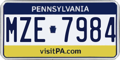 PA license plate MZE7984