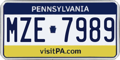 PA license plate MZE7989
