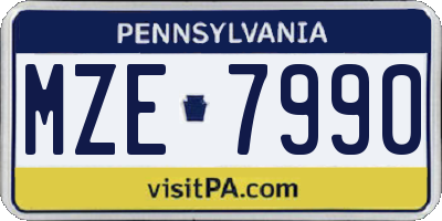 PA license plate MZE7990