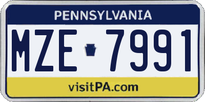 PA license plate MZE7991