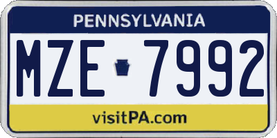 PA license plate MZE7992