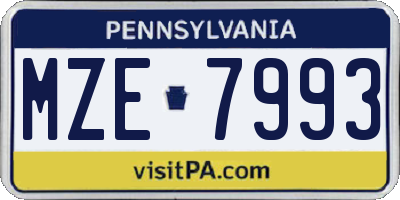 PA license plate MZE7993