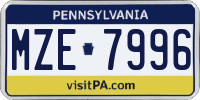 PA license plate MZE7996