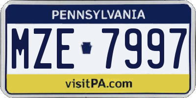 PA license plate MZE7997