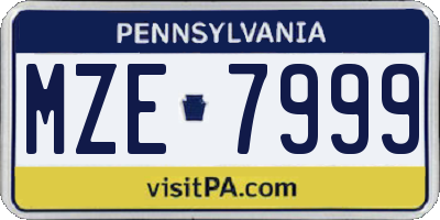 PA license plate MZE7999