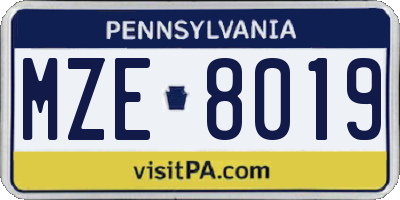 PA license plate MZE8019