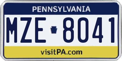 PA license plate MZE8041