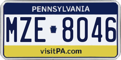 PA license plate MZE8046