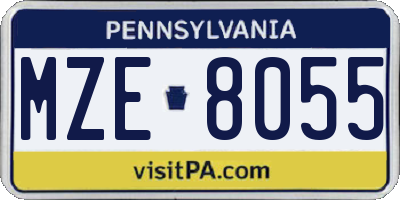 PA license plate MZE8055