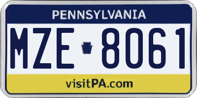 PA license plate MZE8061