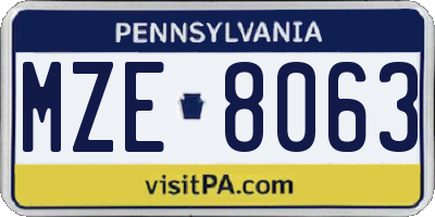 PA license plate MZE8063
